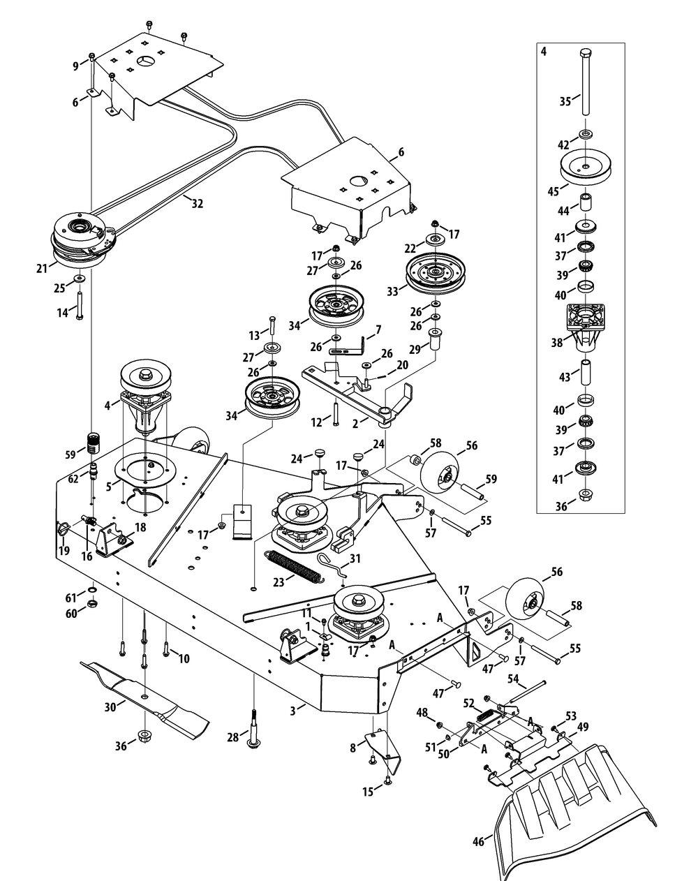 Mower Deck 54-Inch Diagram and Parts List for Z-FORCELZ54 (17AIDAGC-17AIDAGC010)(2014) Cub Cadet Lawn Tractor